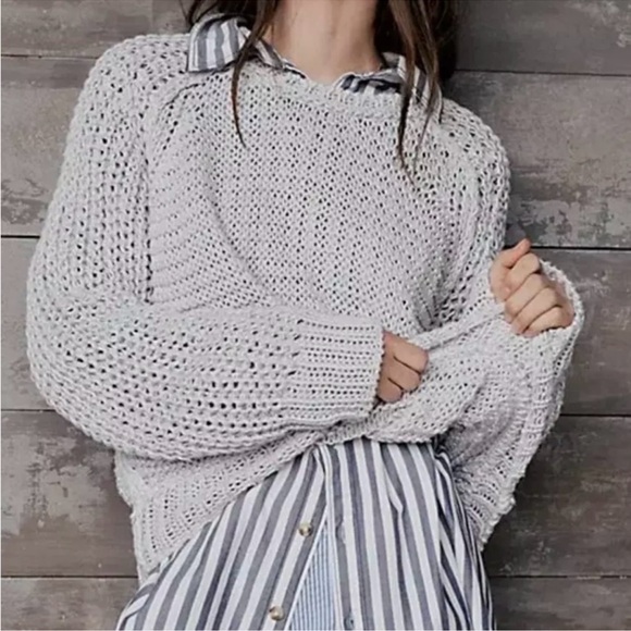 🆕 We the Free/ Free People We The Free Essential Linen Crew /Lunar Rock/XSMALL - Picture 8 of 8